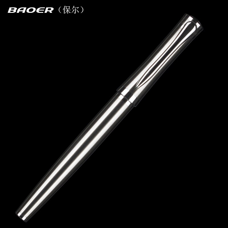 BAOER 3035 de negocios de acero inoxidable pluma de tinta y caja de lápices Escuela de lujo Oficina papelería pluma de metal Nib