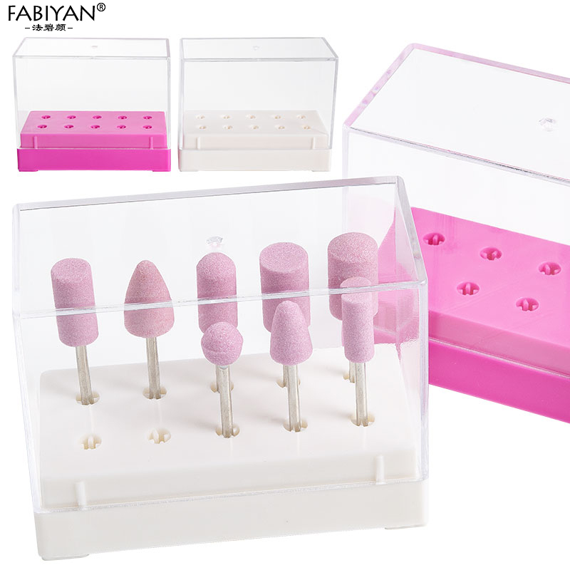Behållare stativ display 10 hål nail art borr akryl hållare förvaringsbox manikyr verktyg sliphuvud tom väska organisatör