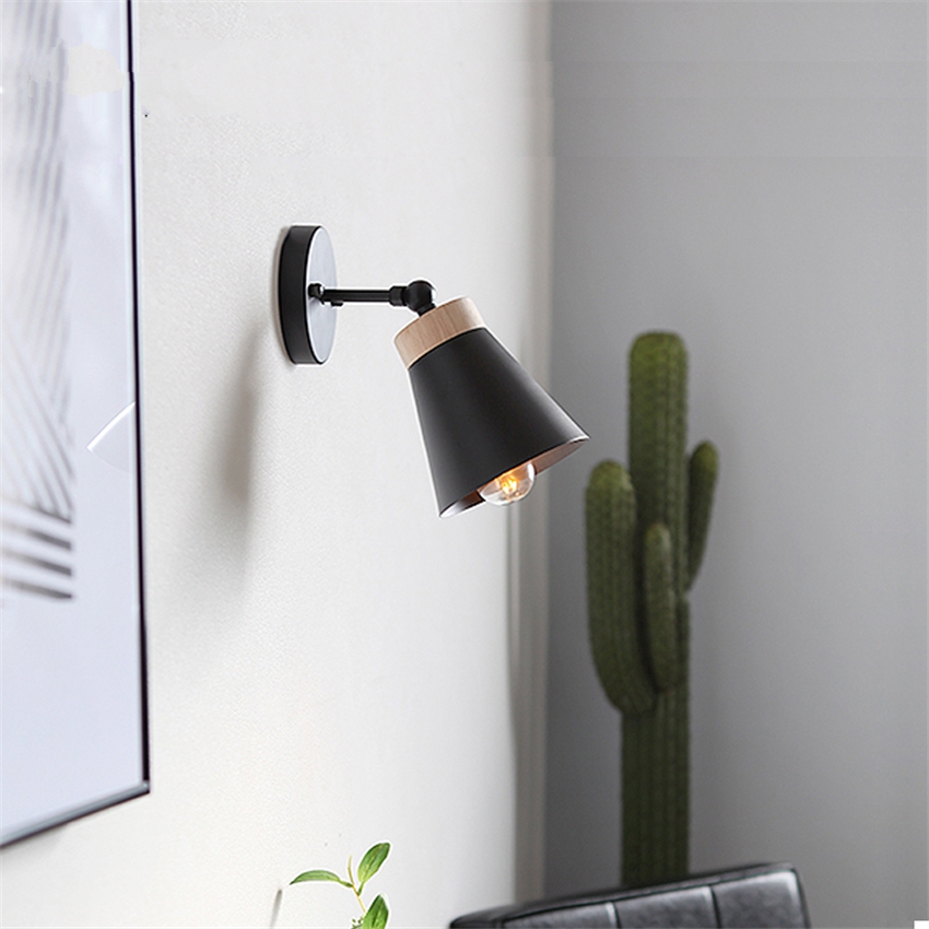 Nordisk jernlampeskjerm vegglamper moderne gjeng balkong korridor roterende vegglampe vegglamper heltre soveromsdekor ledet-lamper
