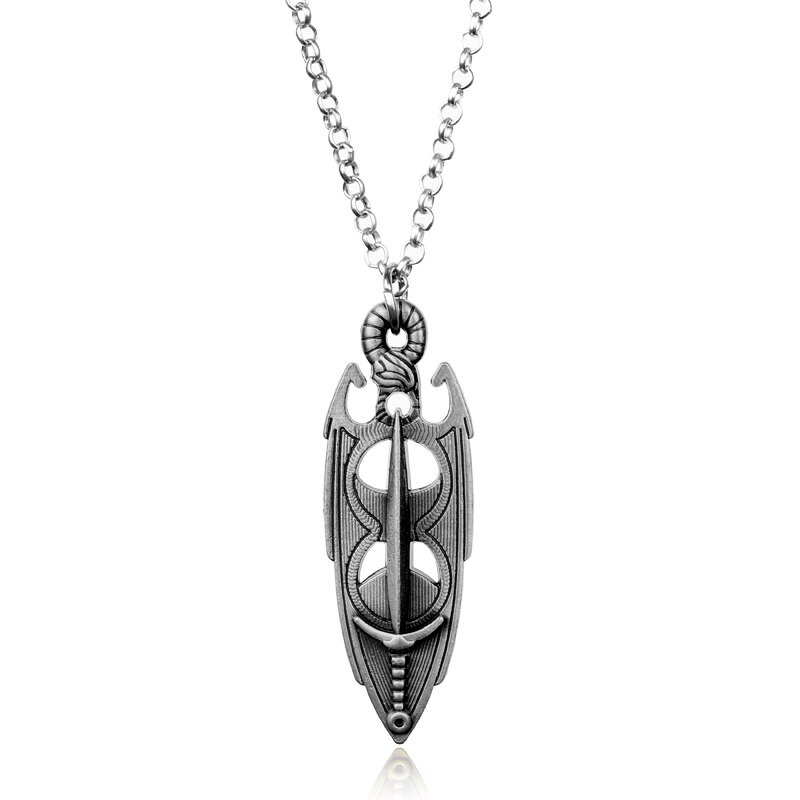 Dongsheng The Elder Scrolls Skyrim Collana per Uomo Gioielli Uomo Catena Della Corda 5 Amuleto Collana Collier Homme Neckless Bijoux Homm: silver