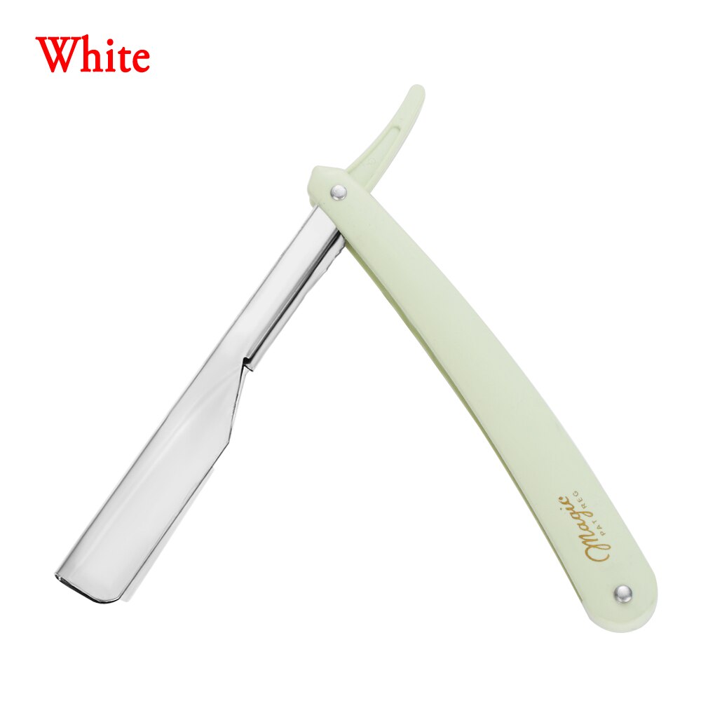 1PC Manual Shaver Stainless Steel Straight Edge Sharp Barber Razor Folding Shaving Beard Cutter With Blade Beard Cleaning Tool: white