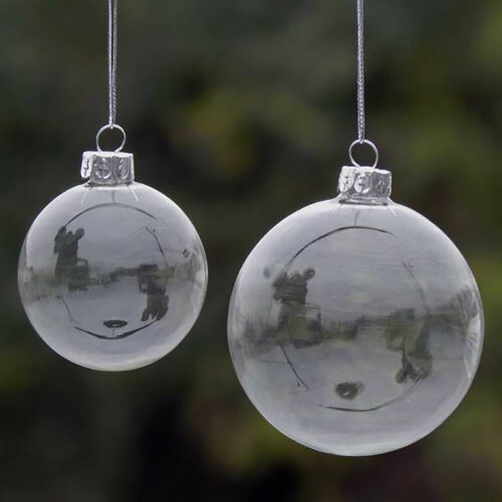Vide arbre de noël suspendus décorations boule ronde Transparent ouvert en plastique clair ornement enfants bricolage fête fournitures 8/10cm