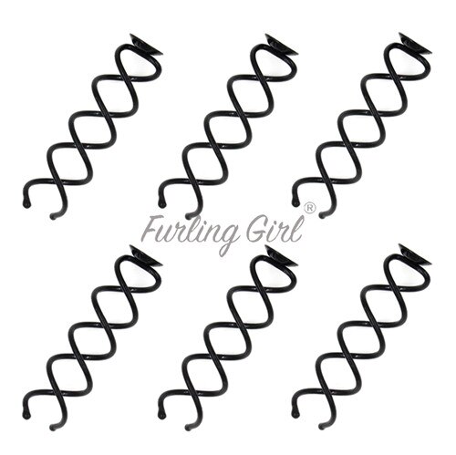 Furling Girl Pack of 6/10 Black Silver Gold Metal Spiral Hair Pin Hair Clip Bridal Wedding Accessories with Protection Tips: Tray Black 6 pcs