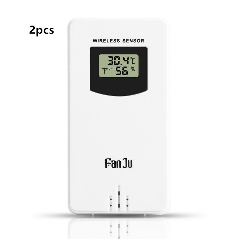 Fanju  w4 wifi klokke fuktighet trykk værmelding digital vekkerklokke temperatur med trådløs sensor: 2 ekstra sensorer