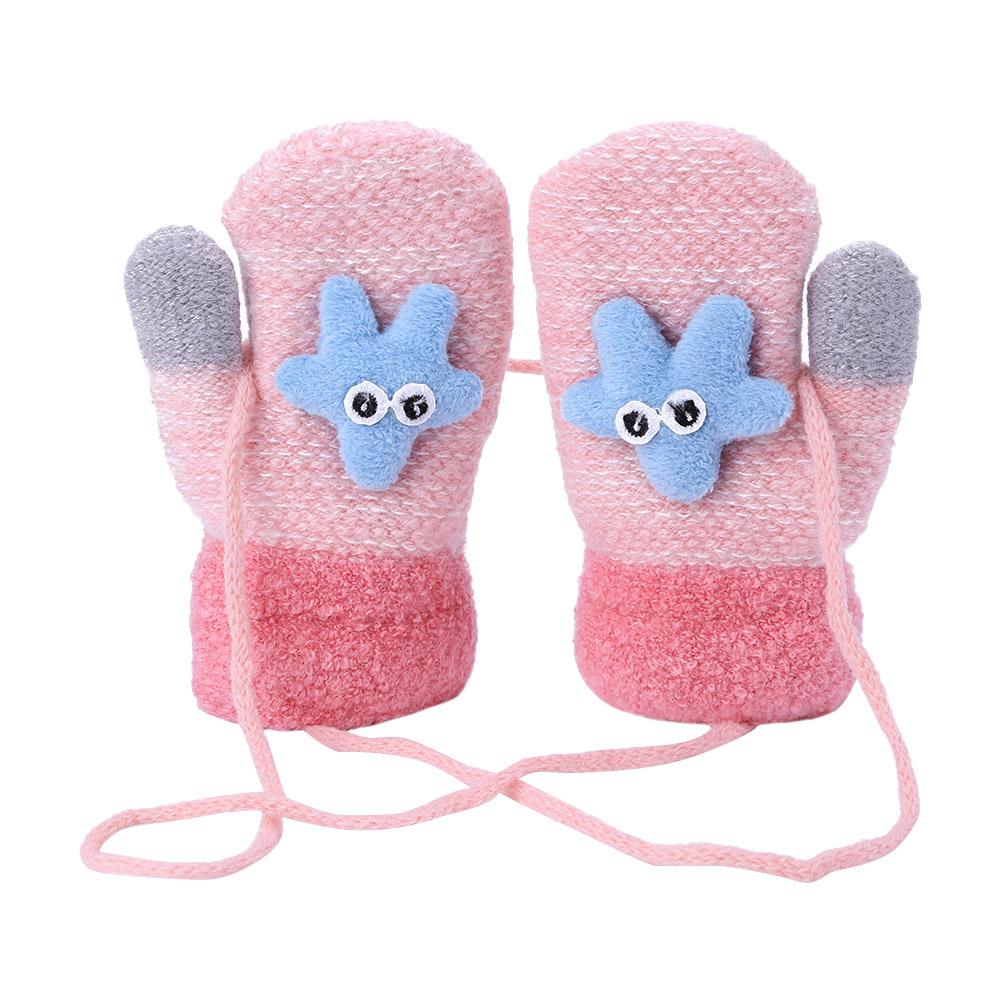 1 Pair Children Cartoon Gloves Thicken Imitation Lamb Fleece Autumn Winter Warm Girls Boys Apparel Accessories: C