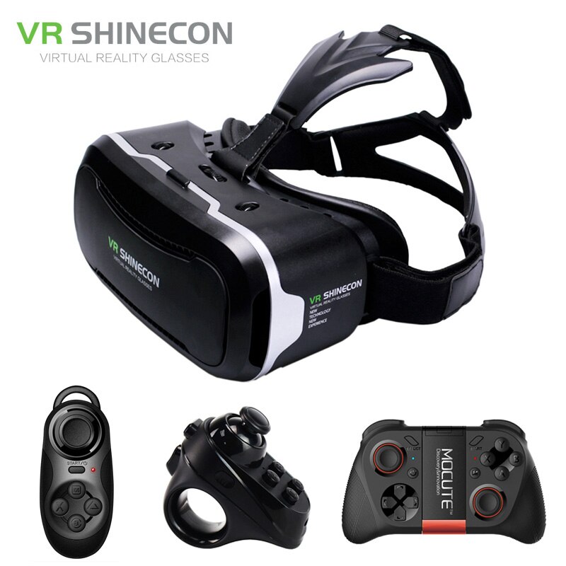 Googles Kartonnen 3D Virtuele Bril Shinecon VR 2.0 ii Virtual Reality 3 d VR Headset Helm Hoofd Mount + Remote controle