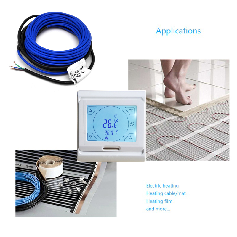 LCD Programmable Digital Room Floor Heating Thermostat Touch Screen Warming Floor Temperature Controller Instrument