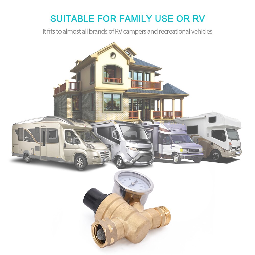 MICTUNING DN20 3/4" Brass Water Pressure Reducing Maintaining Valves Regulator Reducer Adjustable Relief Valves with Gauge Meter