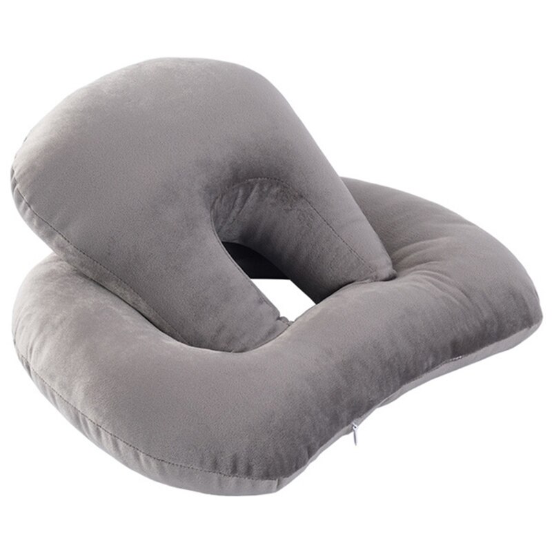 Portable Sleeping Desk Nap Pillow Neck Supporter Seat Cushion Headrest Travel Necks Pillows with Arm Rest: Grey