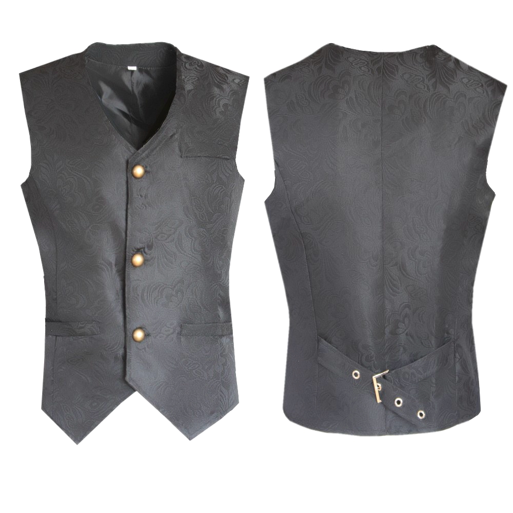 Gentleman Vintage kamizelka kamizelka wiktoriański czarny mężczyźni Steampunk Gothic żakardowe męskie wesele kostium dla mężczyzn Blazer garnitur