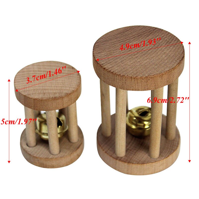 Natural Wood Unicycle Dumbell Bell Roller Chew Toys For Pet Rabbits Hamsters Rat