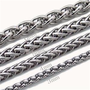 Men Necklace Stainless Steel Jewelry High Quanlity Braided Link Wheat Chain Necklace Women Punk Rock Biker Silver 1PC