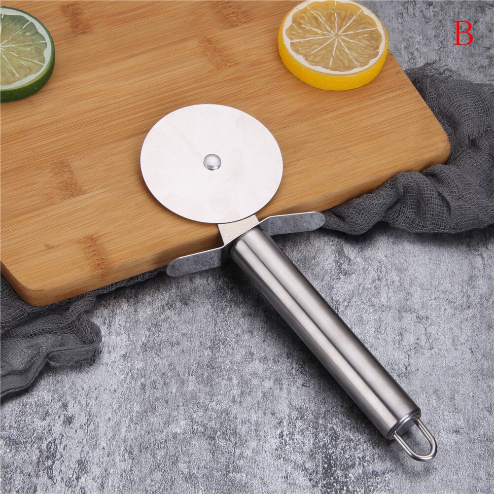 Keuken Pizza Tool 4 Patronen Pizza Cutter Rvs Dubbele Roller Pizza Mes Cutter Gebak Pasta Deeg Crimper: B