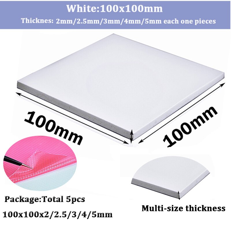 5Pcs 100x100mmThermal Pad 2mm 2.5mm 3mm 4mm 5mm CPU Heatsink Pad Cooling Conductive Silicone Thermal Pad White: 5pcs White