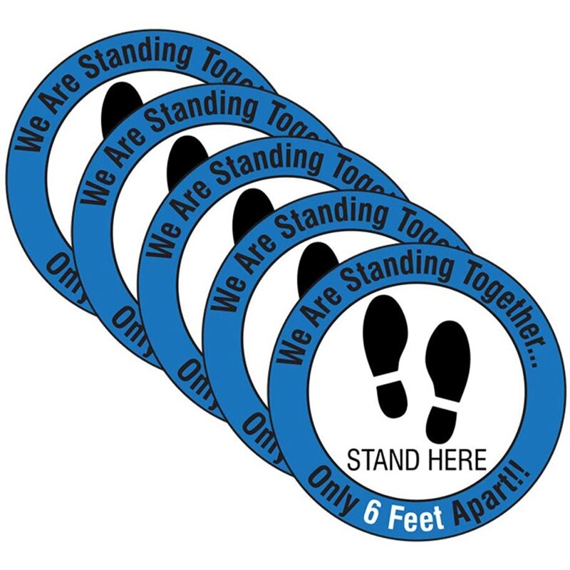 10Pcs Houden Distantiëren Floor Decal Veiligheid Vloer Teken Marker Behouden 6 Voet Afstand Floor Sticker (Blauw)