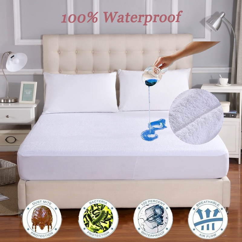 Iroyal 100 x 200cm katoenen badstof matrasbeschermer anti-mijt waterdichte lakens bedwants matrasbeschermer hoes
