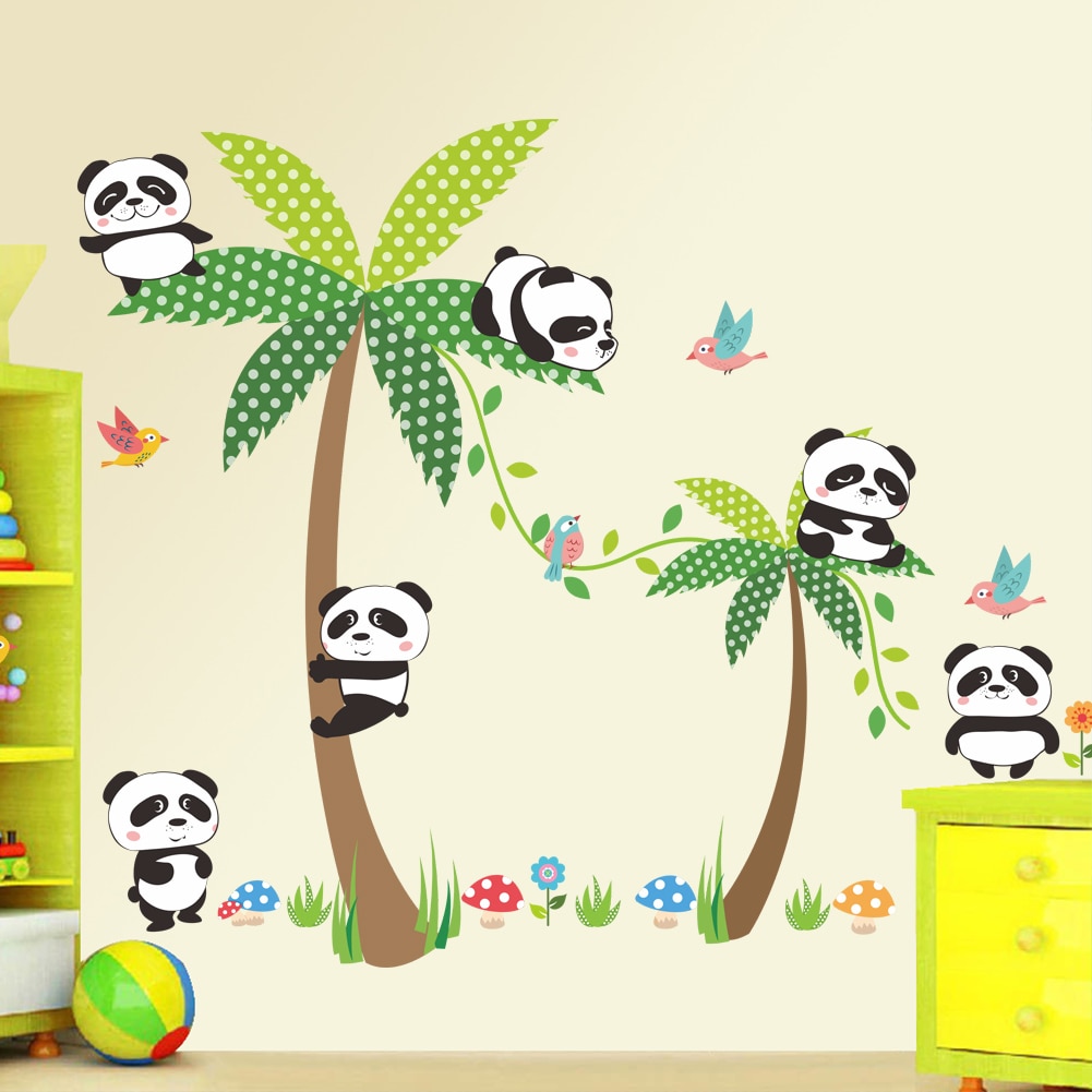 Cartoon stickers leuke panda hond muursticker kinderkamer home decor teddybeer vinyl kinderkamer decal baby kinderkamer decor