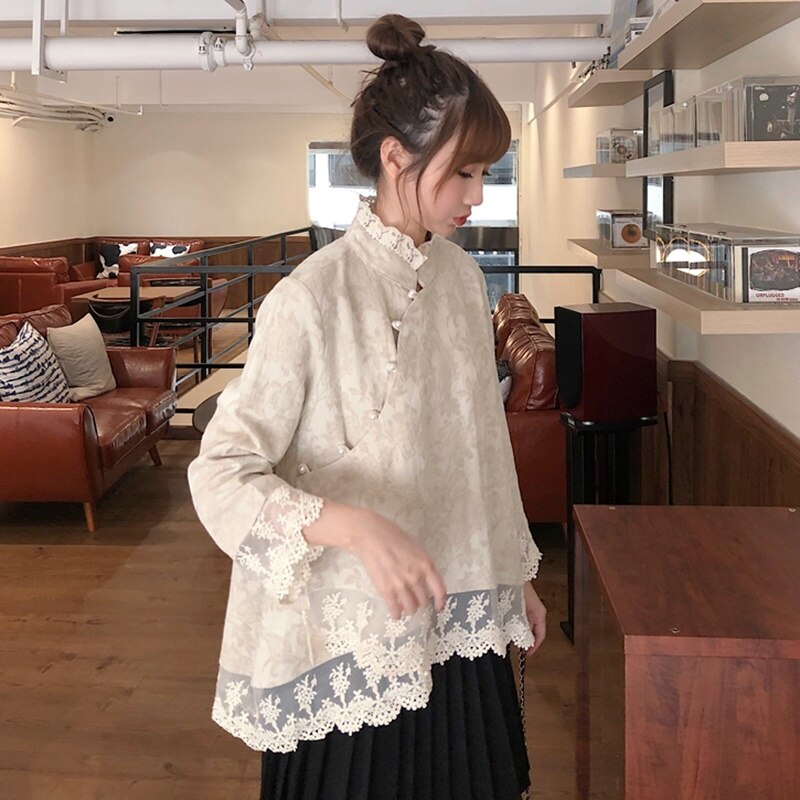 Ladies Chinese Tops Top Women Spring Retro Oblique Shirt Qipao Cheongsam Top Tea Chinese Style Clothing Women 10077