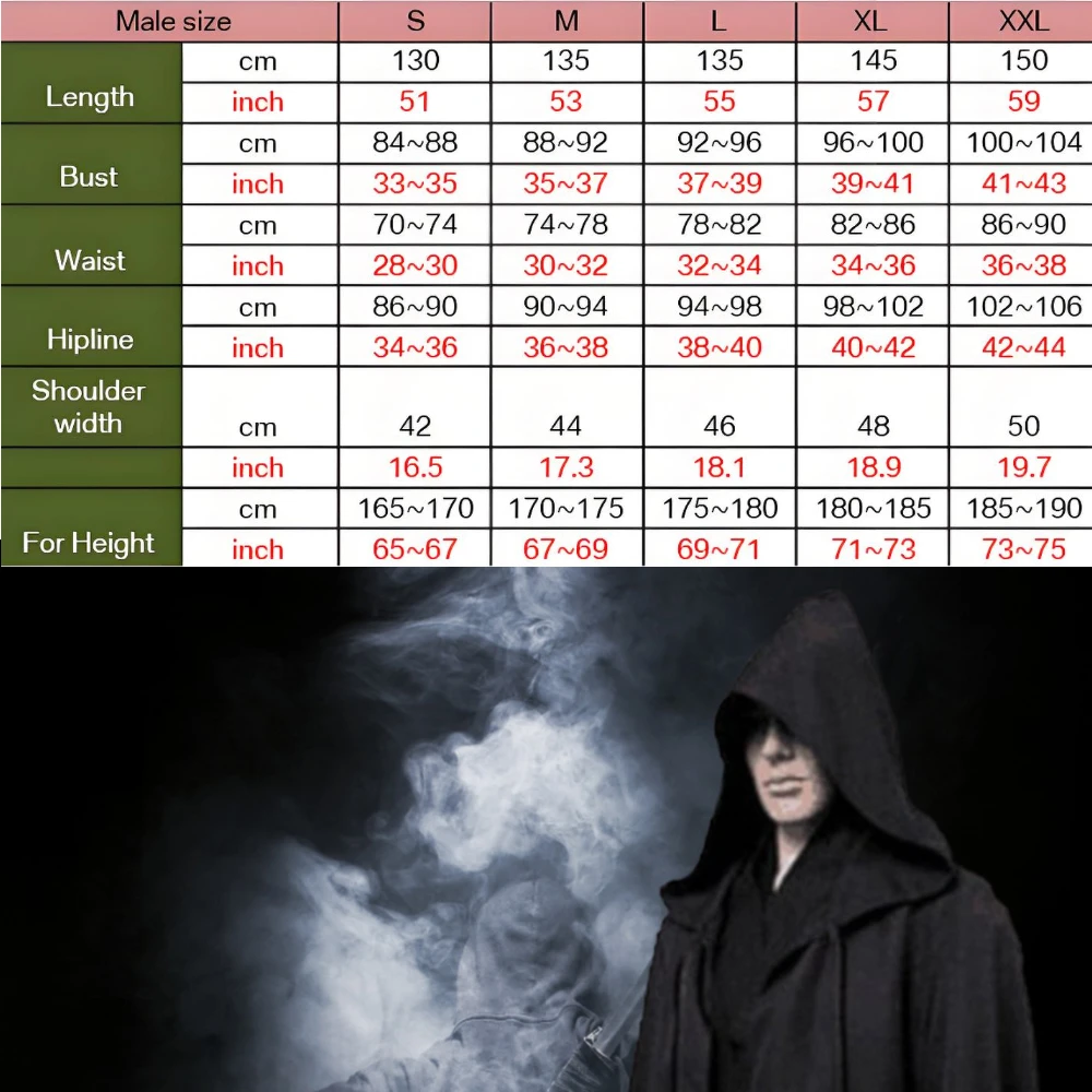 Black Cape Cloak Warrior Costume for Adults Vampire Cape with Hood Adult Halloween Cosplay Vampire Christmas Costume Robe Cape