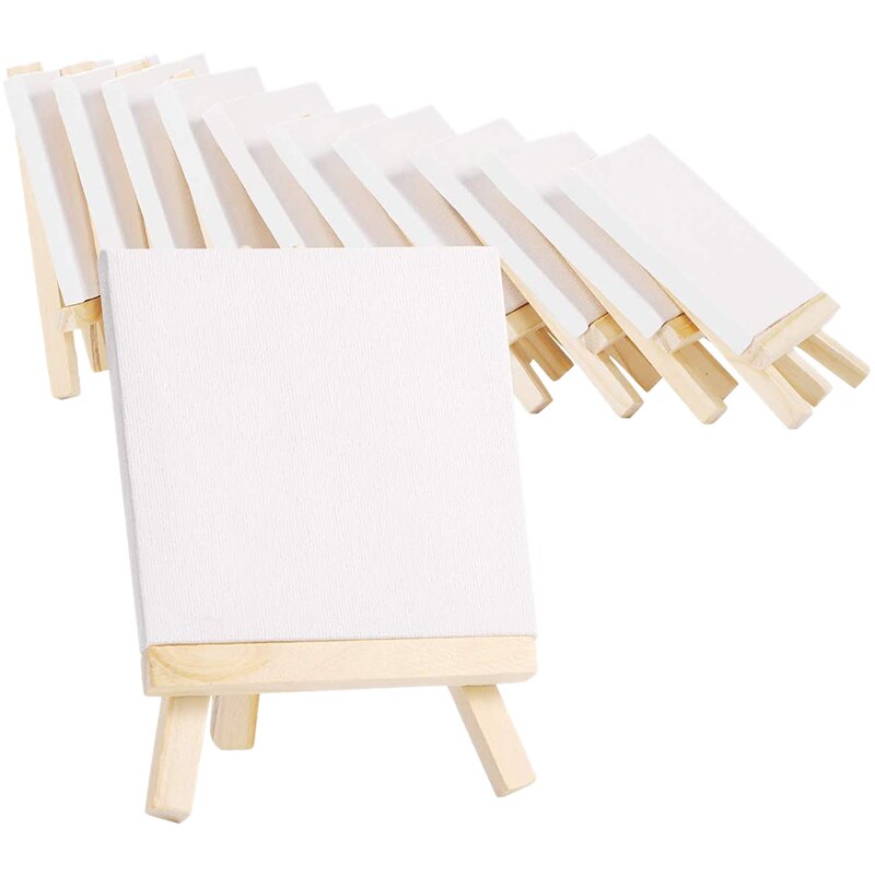 -10 Pack Canvas En Ezel Set Schilderen Craft Tekening Art Decoratie Canvas Schilderij Stand Kit