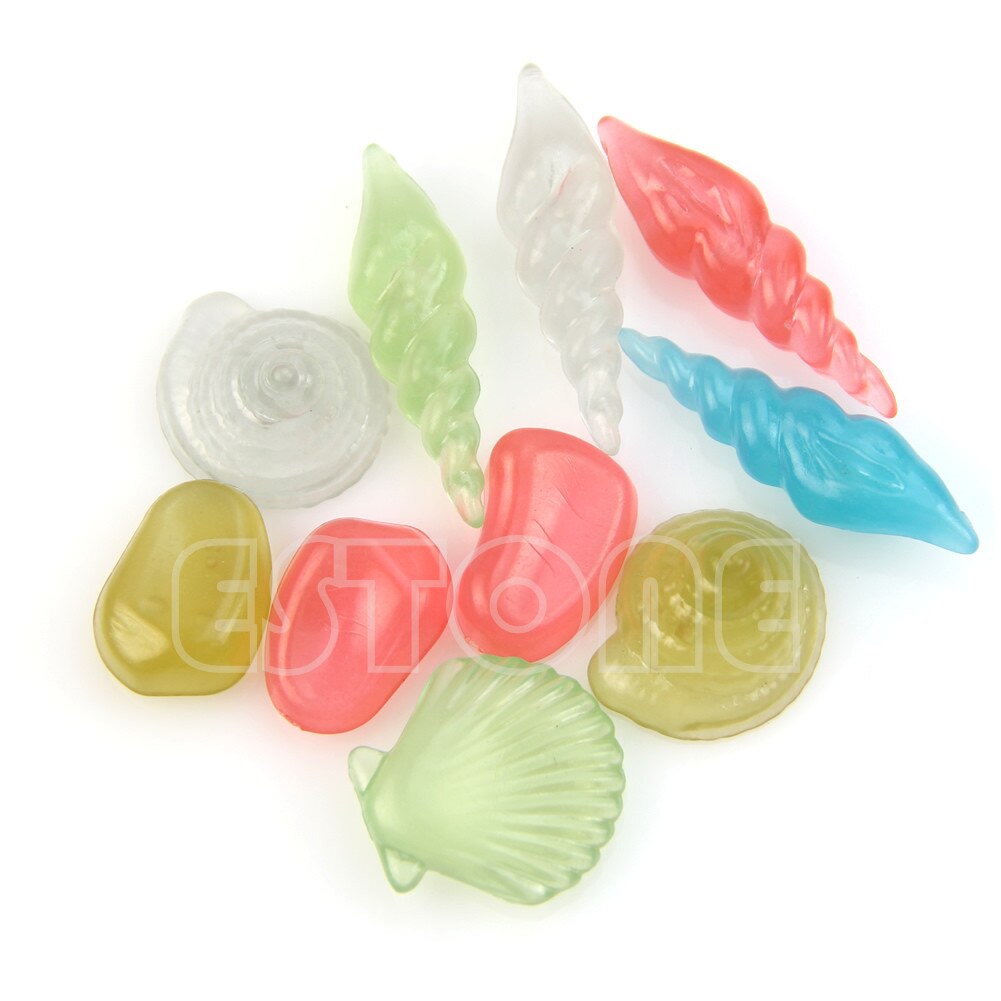 10 Stuks Aquarium Ornamenten Stenen Glow In The Dark Lichtgevende Stenen Conch Schelpen Voor Tuin Ornament Fish Tank Decoratie