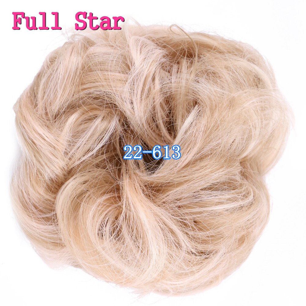 Full Star Synthetic Wrap Curly Messy Hair Bun Chignon Synthetic Hair Donuts Hairpiece For Women Curly Elastic Updo Scrunchy: T27/30/4
