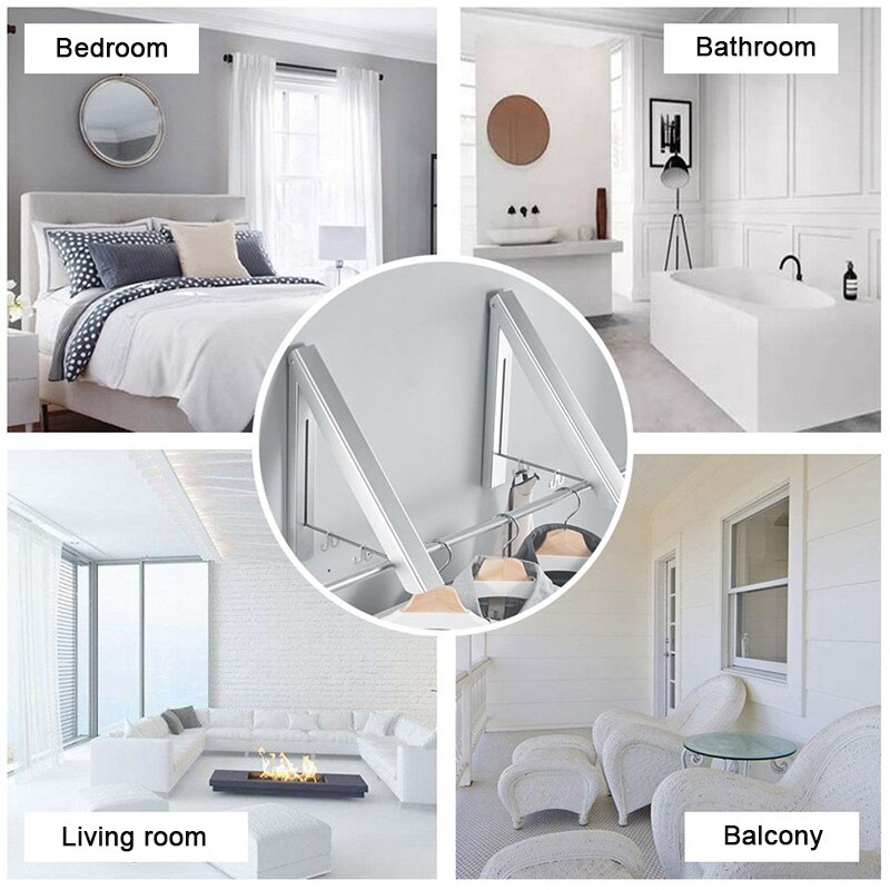 Huishoudelijke Draagbare Vouwen Kleerhanger Muur Gemonteerde Badkamer Droogrek Intrekbare Onzichtbare Kleding Rail Droogrekken