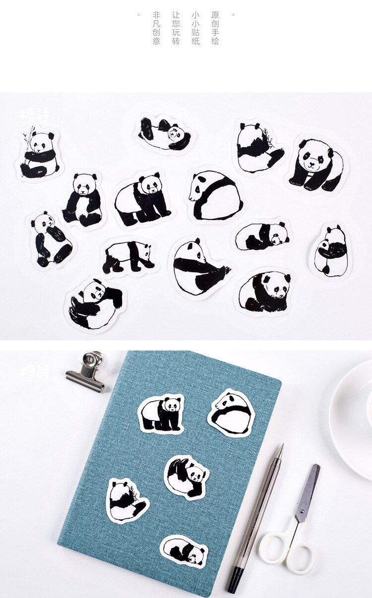 45Pcs/Pack Cute Panda Animals Decoration Stickers DIY Cartoon Stickers Diary Stickers Scrapbook Stationery Stickers
