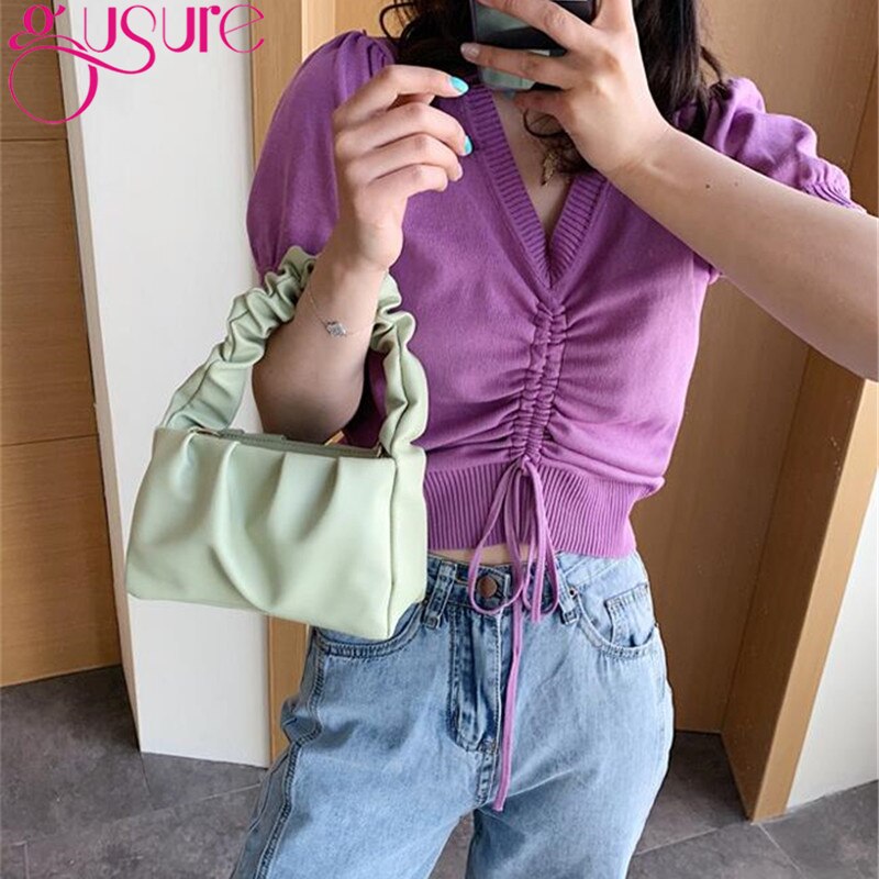Gusure Women Bags ins Handbag Summer Casual Shoulder Bags Wild Style Messenger Bag for Lady Popular soft Pu top handle