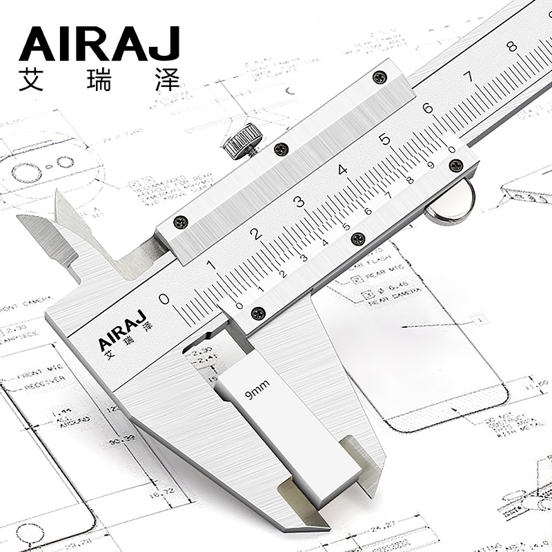 Airaj 150/200/300mm vernier calipers højpræcisions rustfrit stål calipers husholdningsdekoration måling manuel værktøj
