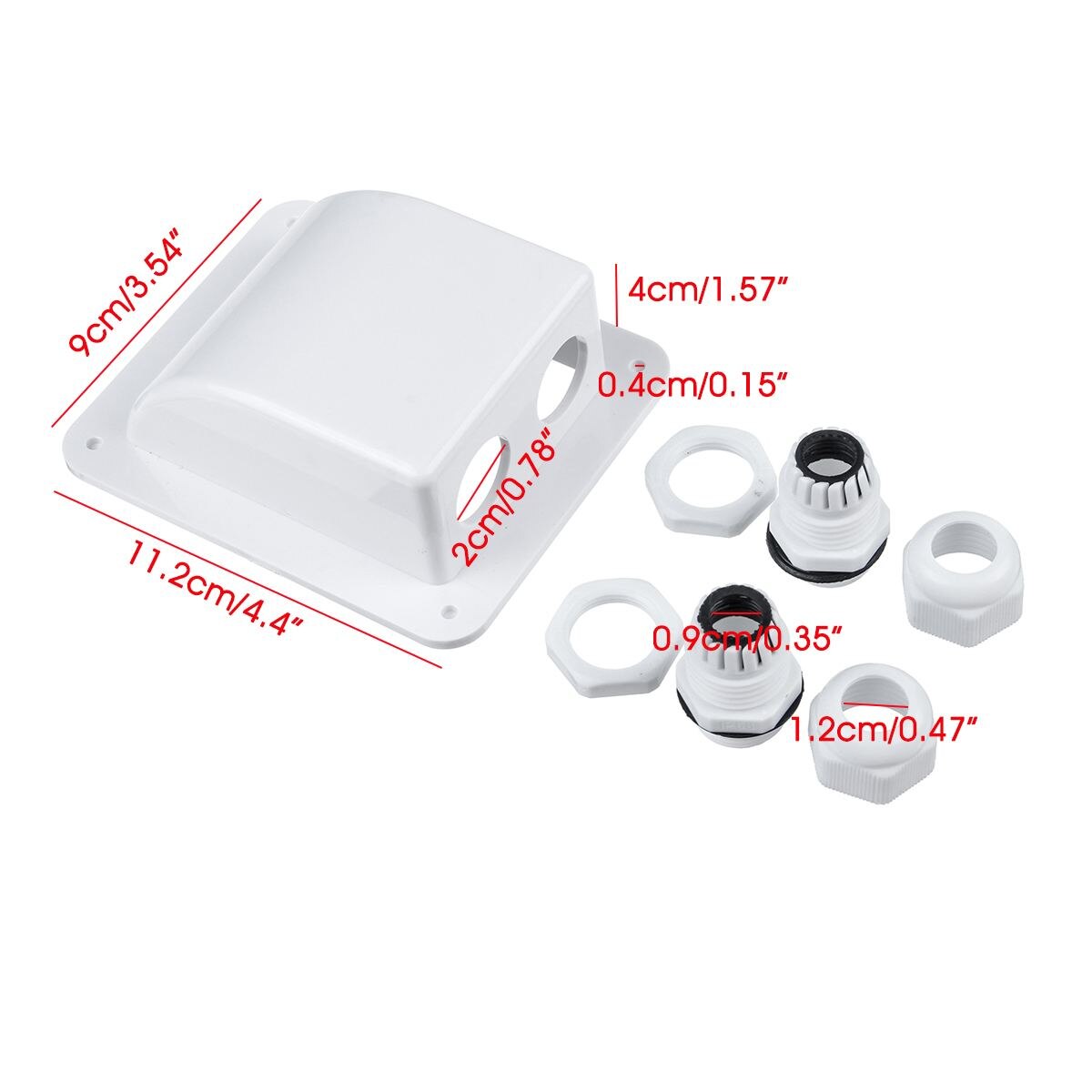 Waterproof ABS Junction Box Double Cable Entry Gland Box 2 Holes For RV Solar Panel Motorhomes Caravans Boats