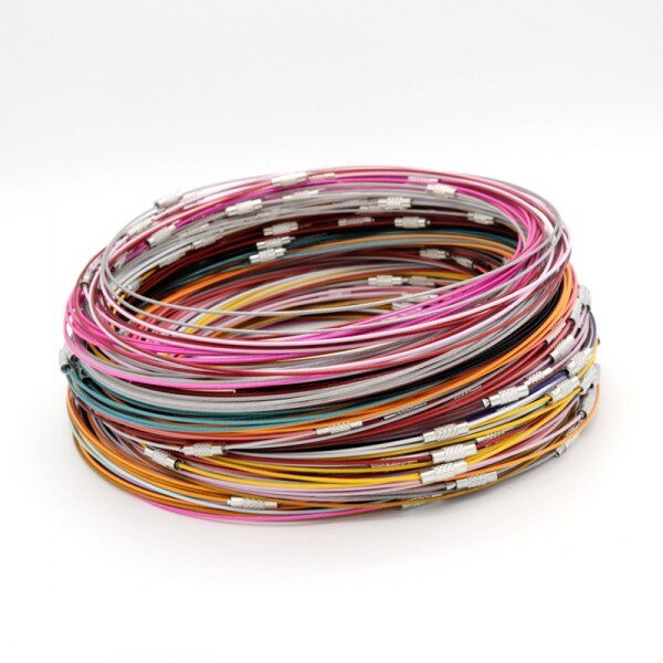 10 stücke 1mm 18inch draht halskette kragen choker kreis drehmomente schmuck hals-zubehör verschluss draht-kragen multi-farbe kupfer: mix-color