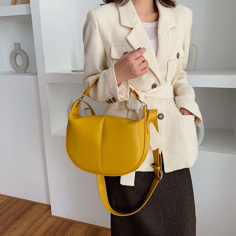 Dames crossbody tas met hoge capaciteit, halve cirkel zadeltassen, pu leren schoudertassen voor dames, handtassen, bolsas