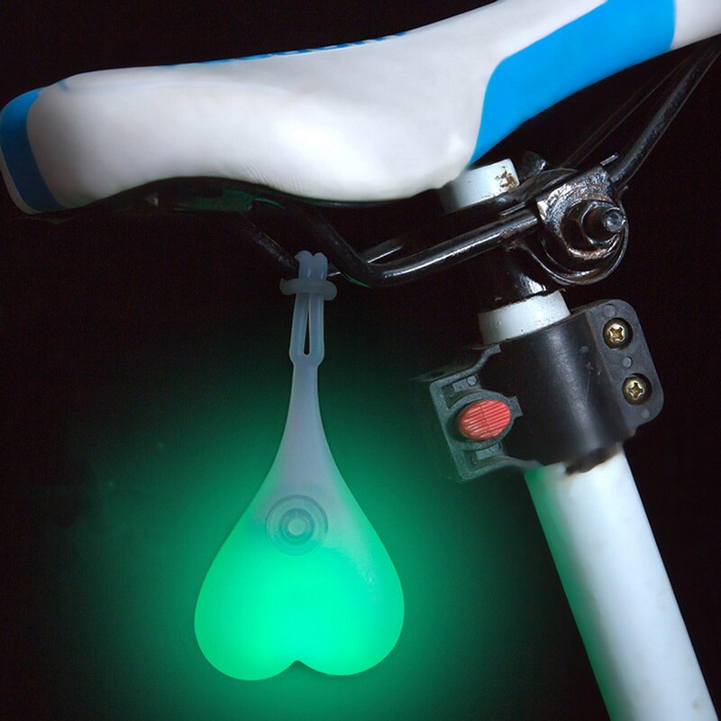Safety Warning Ball Light Lamp Waterproof Silicone Bike Heart Lamp Night Cycling Rear Seat Back Lights Bike Tail Light: green