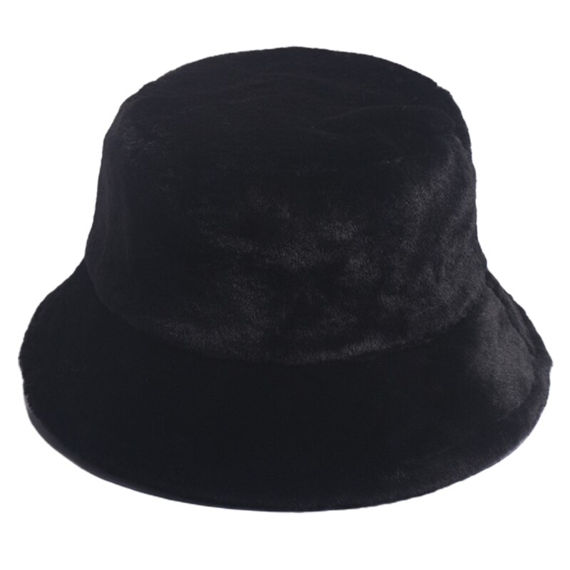 Kvinder vinter fuzzy plys bøttehat ørevarmer rund top vindtæt fisherman cap  lx9e: 1