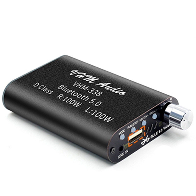 VHM338 Mini Bluetooth 5.0 Digital Amplifier Hifi Stereo Wireless o Receiver Power Amp 100W+100W Car Sound Amplifiers