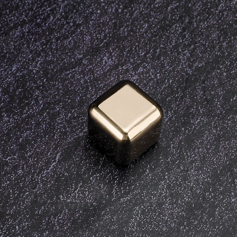 Stainless Steel Ice Cubes Reusable Chilling Stones For Whiskey Wine Dutch Coffee Cooler Tools: 1pc Gold