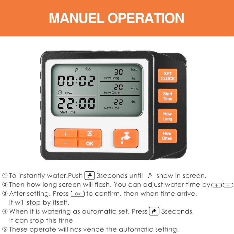 Timer trädgård elektronisk bevattning timer automatisk bevattning bevattning kontroll lcd-skärm solenergi trädgårdstimer 2