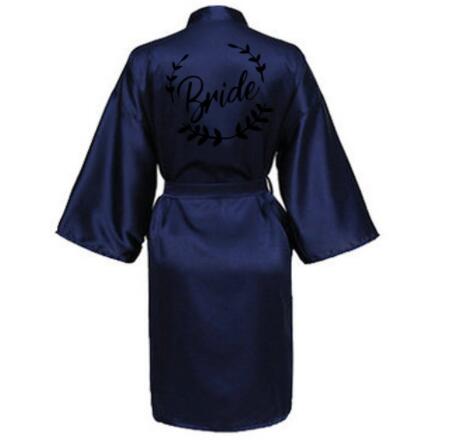 Hochzeit Party Team Braut Kleid mit Schwarz Briefe Kimono Satin- Pyjama Brautjungfer Bademantel SP021