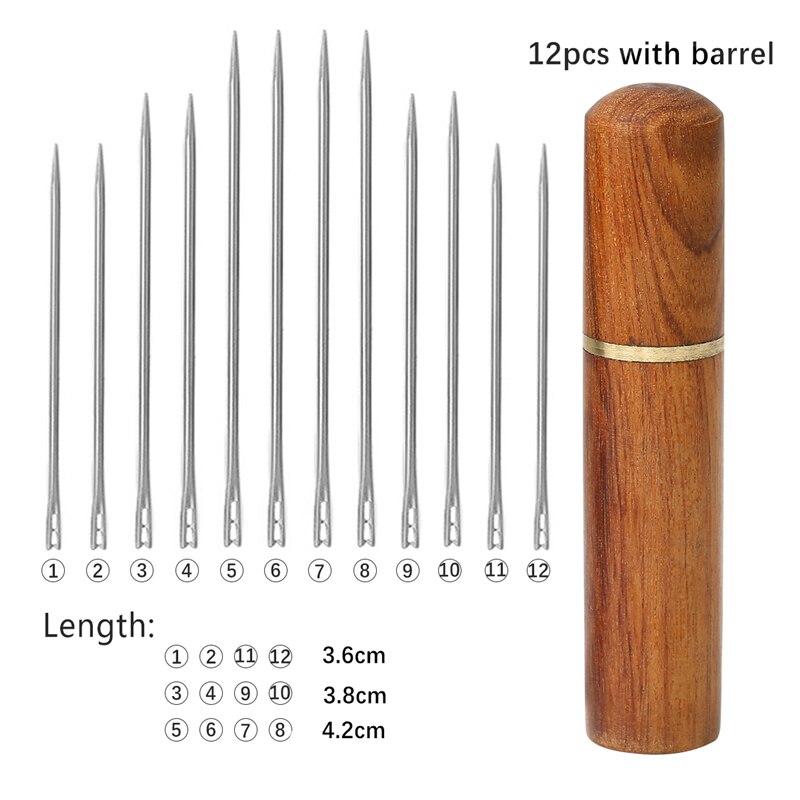 12Pcs Big Hole Blind Needle Elderly Needle-side Hole Hand Household Stainless Steel Beading Needless Threading Apparel Sewing: 03