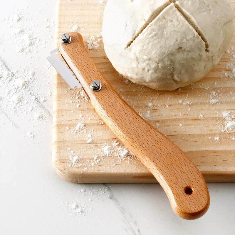 SHENHONG 1 Stck Brot Schneiden Messer Teig trimmen Werkzeuge Holzgriff Mit Edelstahl Klinge Stangenbrot Land Brot Toast Cutter