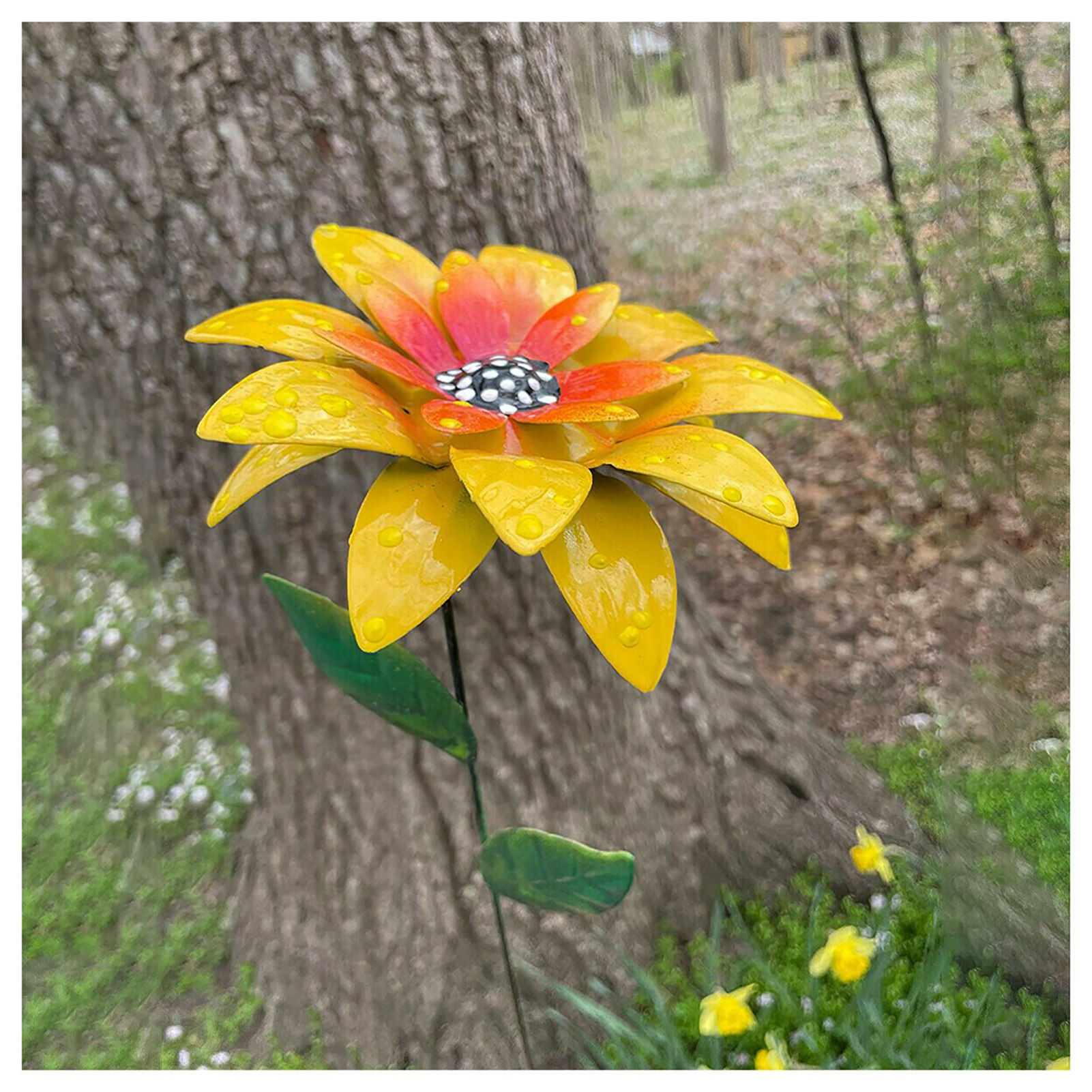 Piquets de jardin en métal, fleur de lys, artisanat en fer forgé à la main, Art de jardin, de fête des mères, décoration de la maison L23: YELLOW