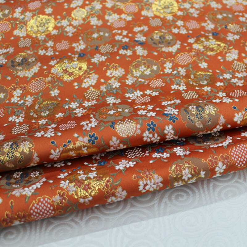 CF78 1 Yard Japanese Style Floral Silk Brocade Jacquard Fabric Kimono Clothing Fabric Korean Style Cushion Cover DIY Fabric