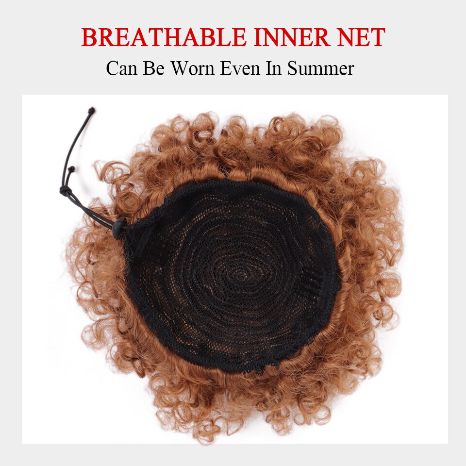 HUAYA Synthetic Puff Afro Bun African American Kinky Curly Clip Extension Girl Updo Chignon Drawstring Hairpiece