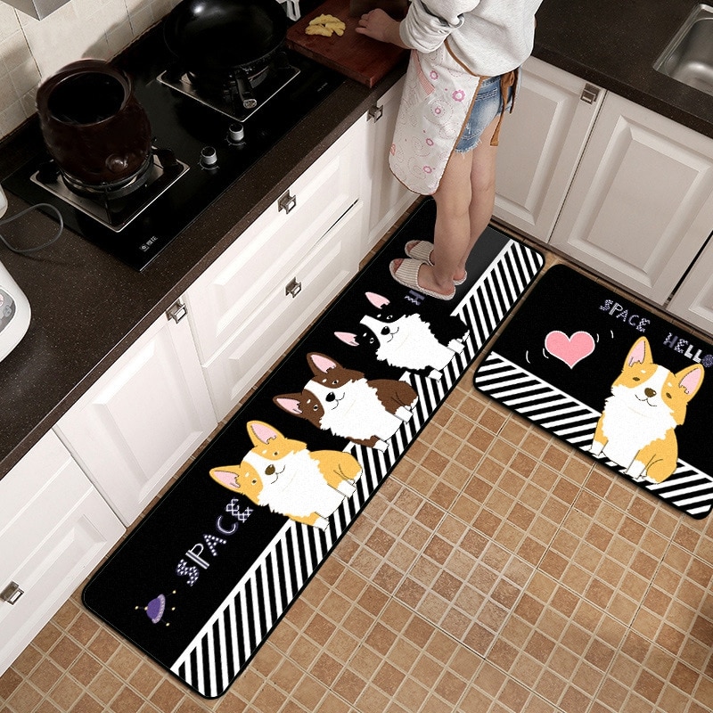Longue cuisine tapis salle de bain tapis mignon dessin animé chien Style moderne cuisine tapis Tapete absorbant chambre salon entrée paillasson