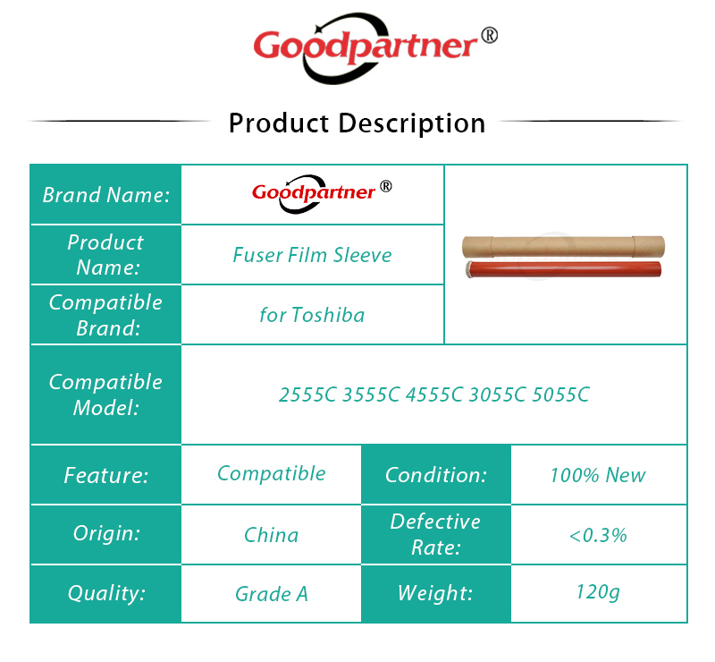 1X Film-T5055C 6LJ59010000 6LJ71676000 Befestigung Fuser Film Ärmel für Toshiba E-Studio 2555C 3055C 3555C 4555C 5055C