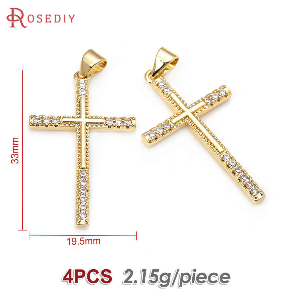 4 stk. messing zirkon kors halskæder charms vedhæng tilbehør smykkefremstillingsmaterialer rosediy officiel hjemmeside: Antik kobberbelagt