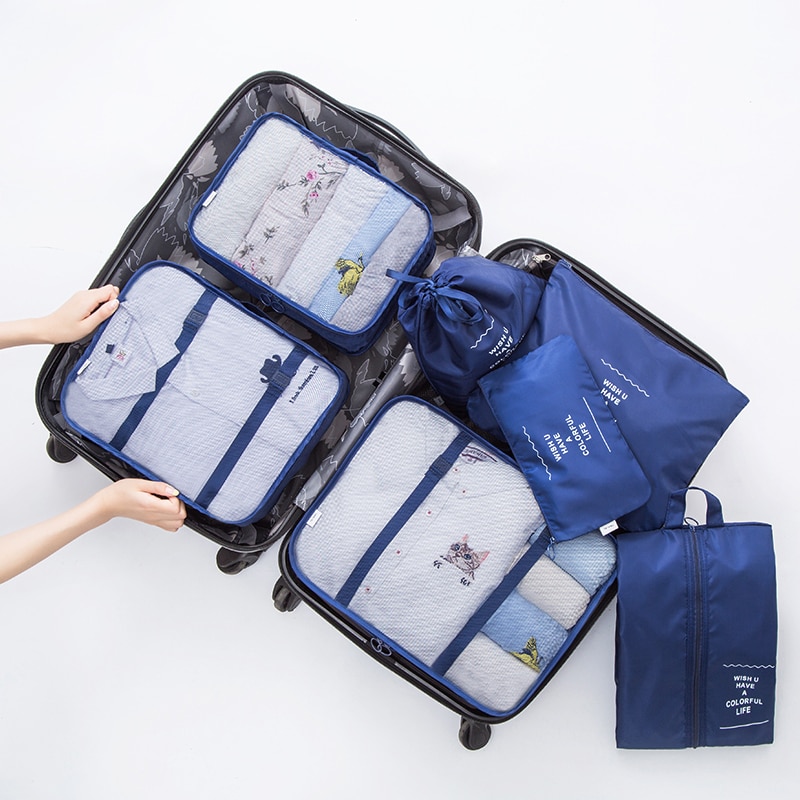 7 pieces Set Travel Organizer Storage Bags Suitcase Packing Set Storage Cases Portable Luggage Organizer Clothes Shoe Tidy Pouch