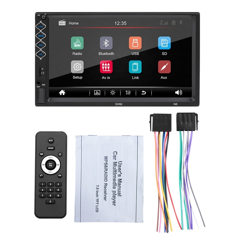 2 Din Auto Stereo, pantalla de contacto de 7 pulgadas, reproductor Multimedia para coche, reproductor MP5 en 7 colores, estéreo, soporte para Iphone XR Mirrorlink, identificador de llamadas,