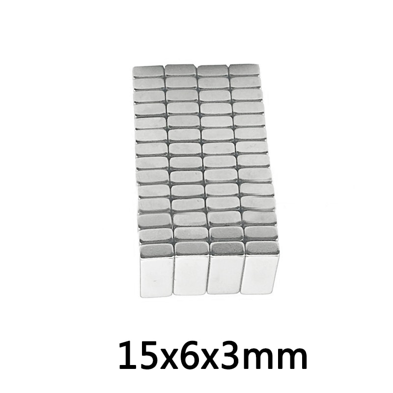 50 ~ 200 Stuks 15X6X3Mm N35 Sterke Zeldzame Aarde Magneet Dikke 3Mm Blok Rechthoekige magnetische 15X6X3Mm Permanente Neodymium Magneten 15*6*3
